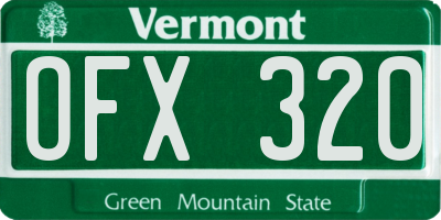 VT license plate OFX320