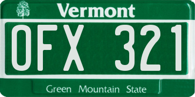 VT license plate OFX321