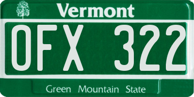 VT license plate OFX322