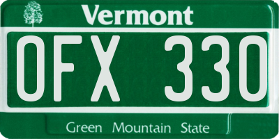 VT license plate OFX330