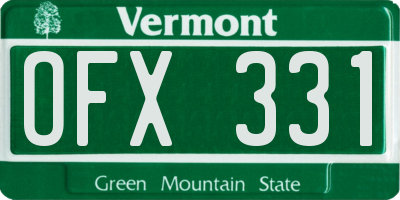 VT license plate OFX331