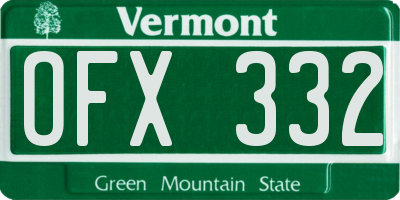VT license plate OFX332
