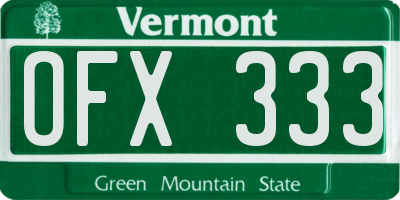 VT license plate OFX333