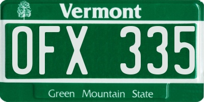 VT license plate OFX335