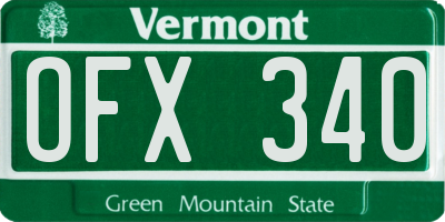 VT license plate OFX340