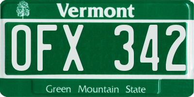 VT license plate OFX342