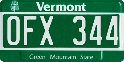 VT license plate OFX344