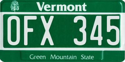 VT license plate OFX345
