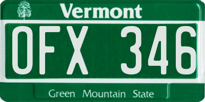 VT license plate OFX346