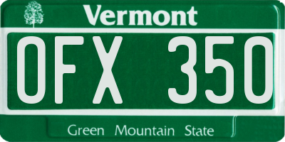 VT license plate OFX350