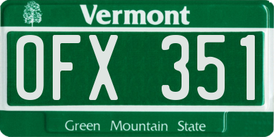 VT license plate OFX351