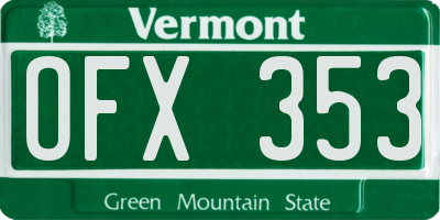 VT license plate OFX353
