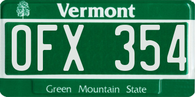 VT license plate OFX354
