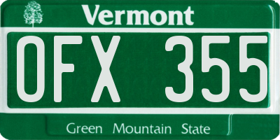 VT license plate OFX355