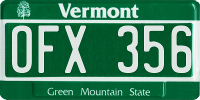 VT license plate OFX356