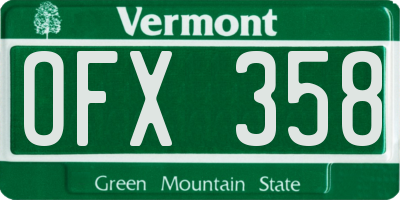 VT license plate OFX358