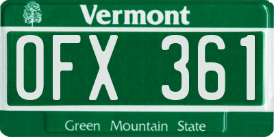 VT license plate OFX361