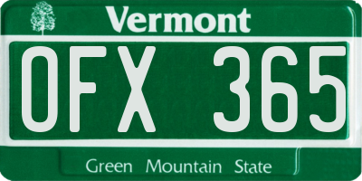 VT license plate OFX365