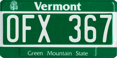 VT license plate OFX367