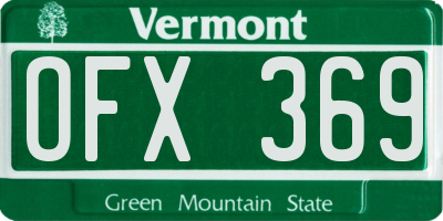 VT license plate OFX369
