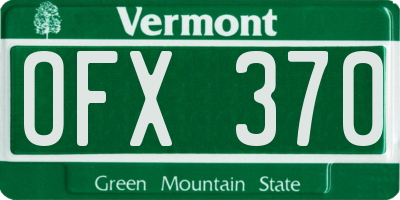 VT license plate OFX370