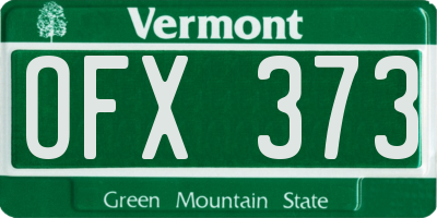 VT license plate OFX373