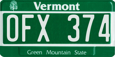 VT license plate OFX374