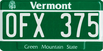 VT license plate OFX375