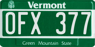 VT license plate OFX377