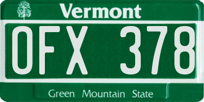 VT license plate OFX378