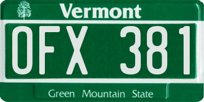 VT license plate OFX381