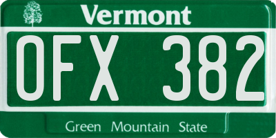 VT license plate OFX382