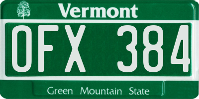 VT license plate OFX384