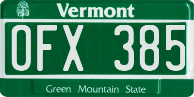 VT license plate OFX385