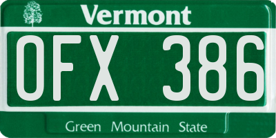 VT license plate OFX386