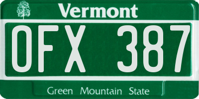 VT license plate OFX387