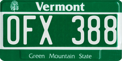 VT license plate OFX388