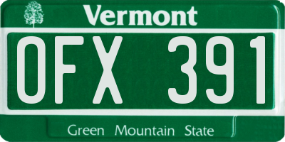 VT license plate OFX391