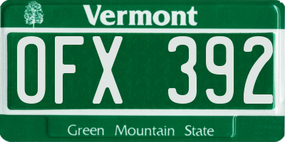 VT license plate OFX392