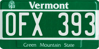 VT license plate OFX393