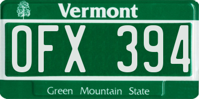 VT license plate OFX394