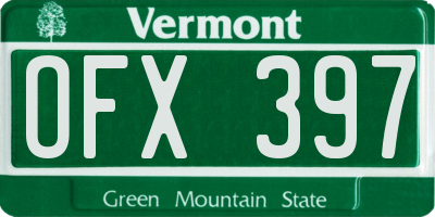 VT license plate OFX397