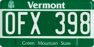 VT license plate OFX398