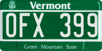 VT license plate OFX399