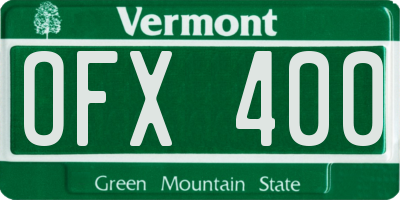 VT license plate OFX400