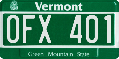 VT license plate OFX401