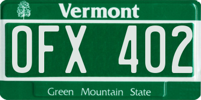 VT license plate OFX402