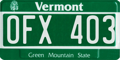VT license plate OFX403
