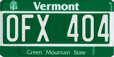 VT license plate OFX404