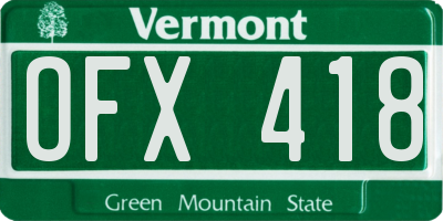 VT license plate OFX418